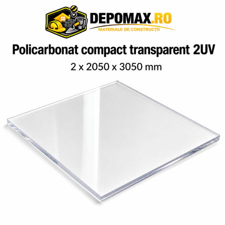 Policarbonat compact transparent 2UV 2 x 2050 x 3050 mm